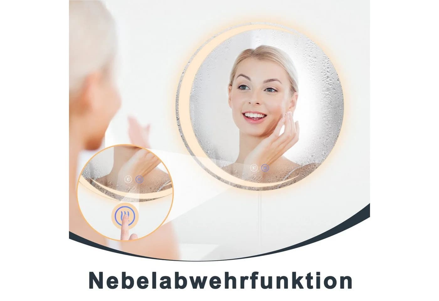 Nettlife Badspiegel LED Beleuchtung Rund 80cm