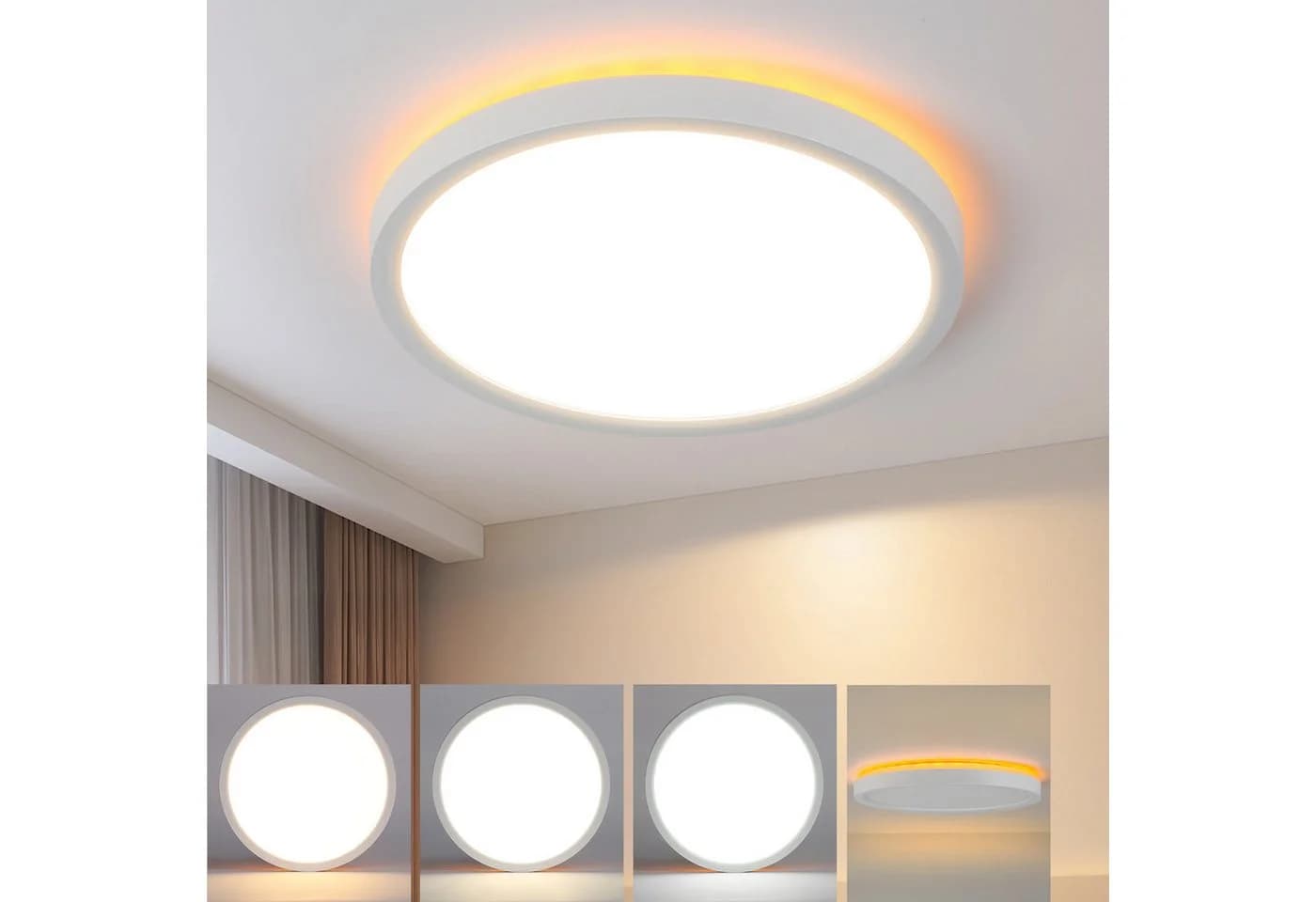 Nettlife LED Deckenleuchte Flach Schwarz Dimmbar mit Fernbedienung - Bild 2