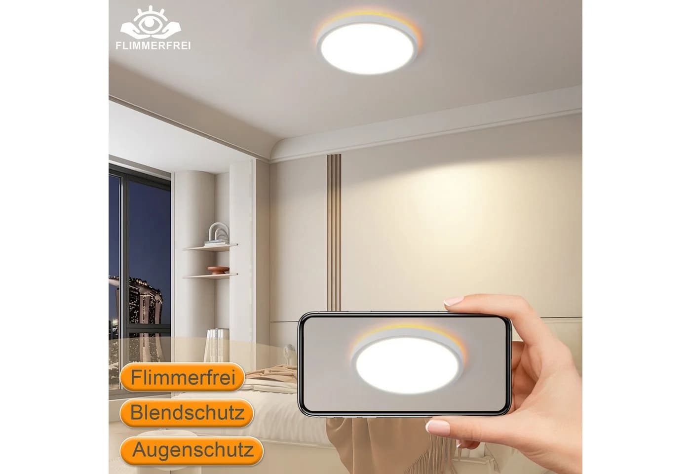 Nettlife LED Deckenleuchte Flach Schwarz Dimmbar mit Fernbedienung - Bild 3