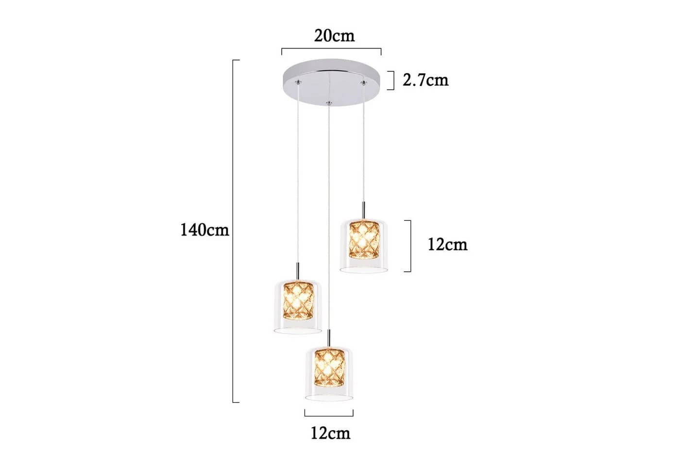 Nettlife Pendelleuchte Kristall Glas G9 Modern 120CM - Bild 4