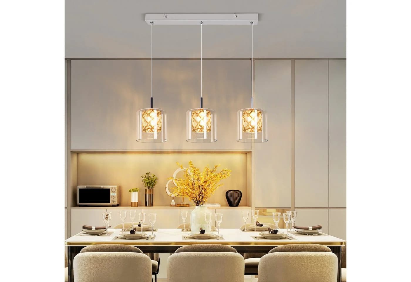 Nettlife Pendelleuchte Kristall Glas G9 Modern 120CM