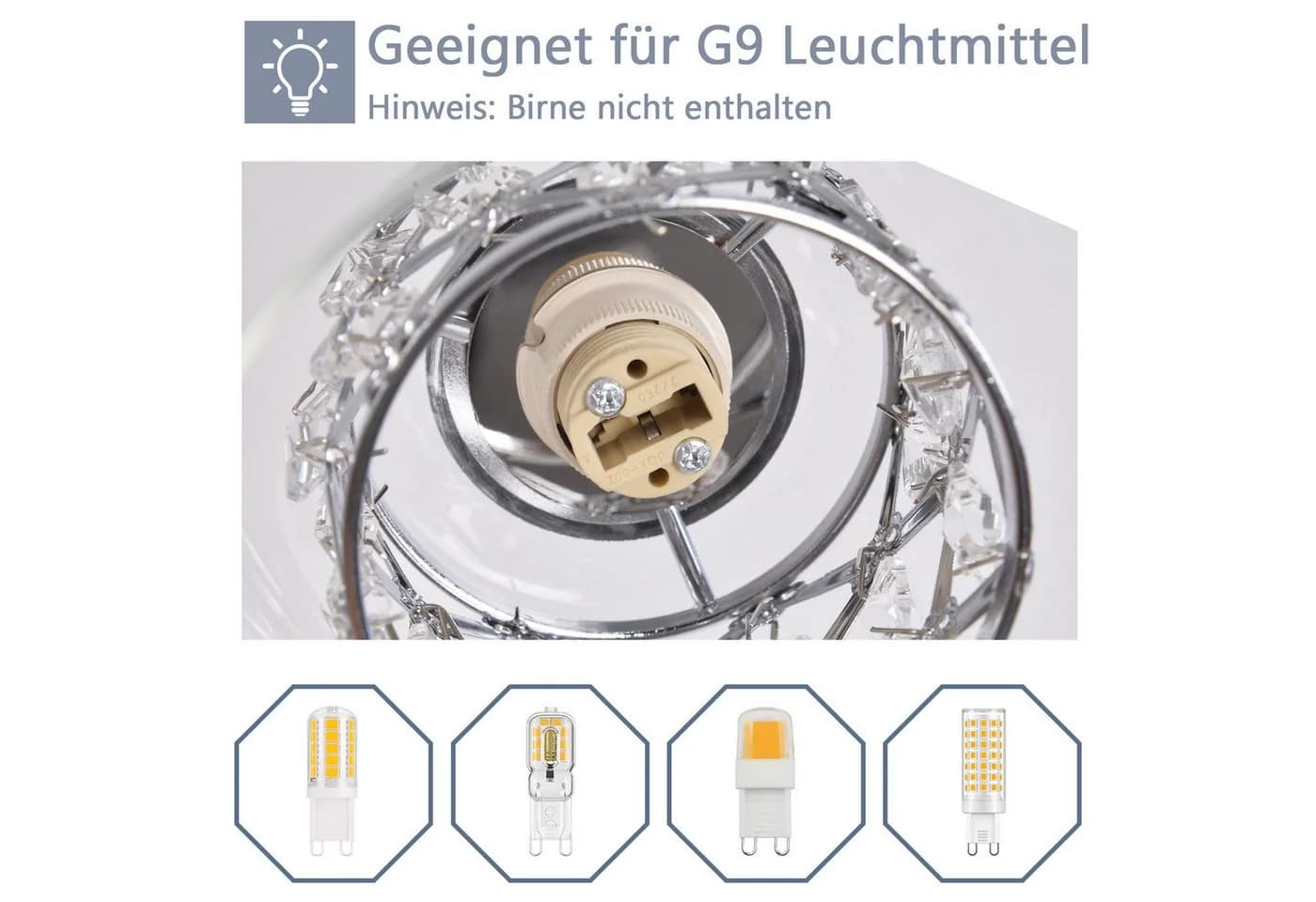 Nettlife Pendelleuchte Kristall Glas G9 Modern 120CM - Bild 3
