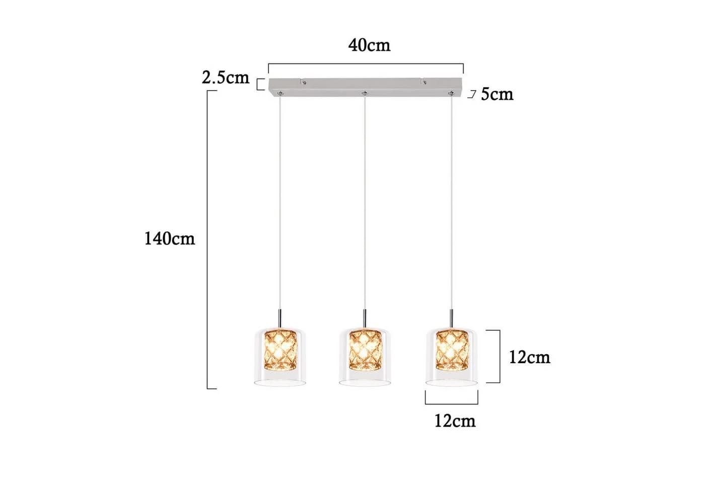 Nettlife Pendelleuchte Kristall Glas G9 Modern 120CM - Bild 4