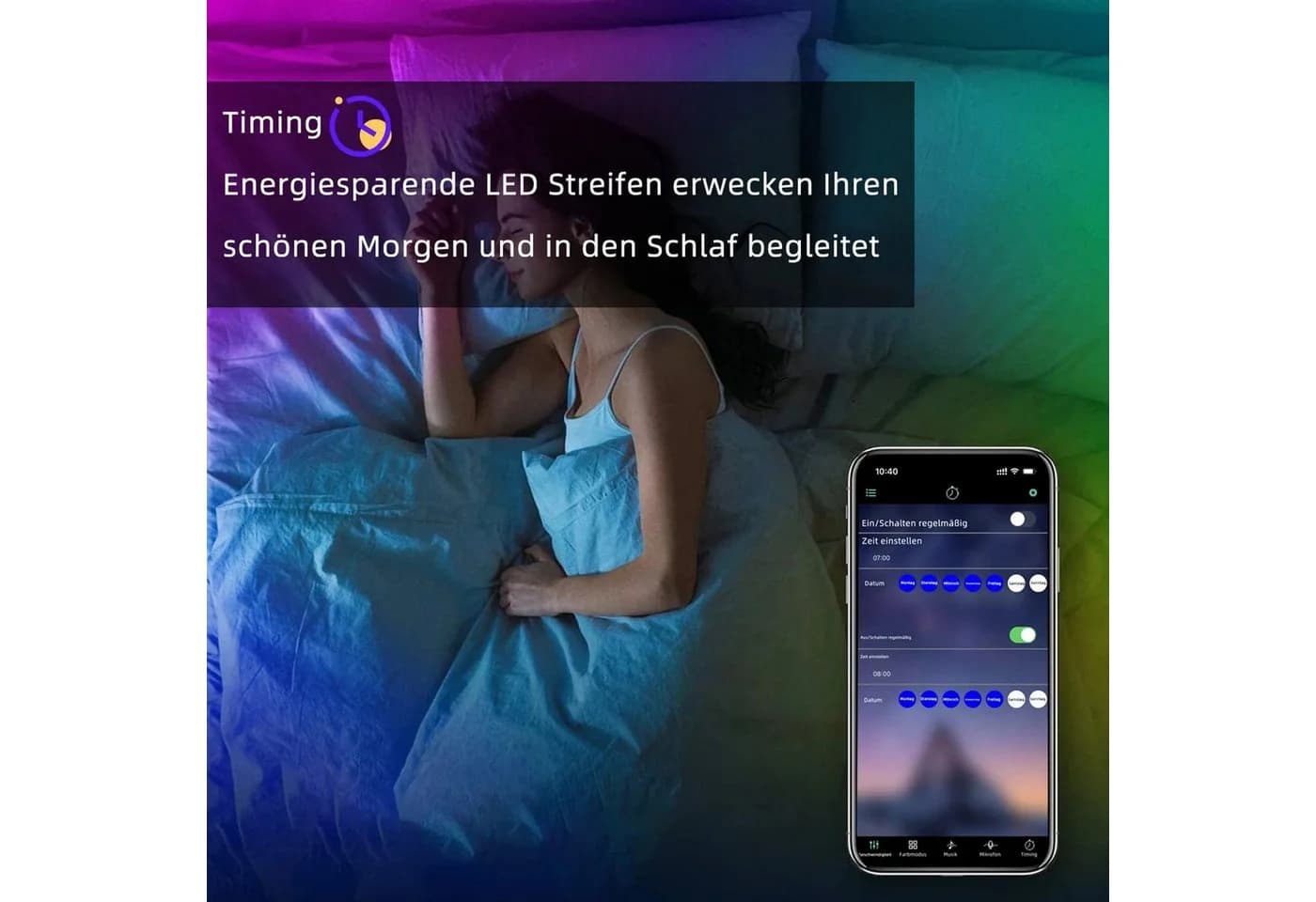 Nettlife LED Stripe Selbstklebend RGB APP-Steuerung 10/20/30m Lichtband Streifen - Bild 3