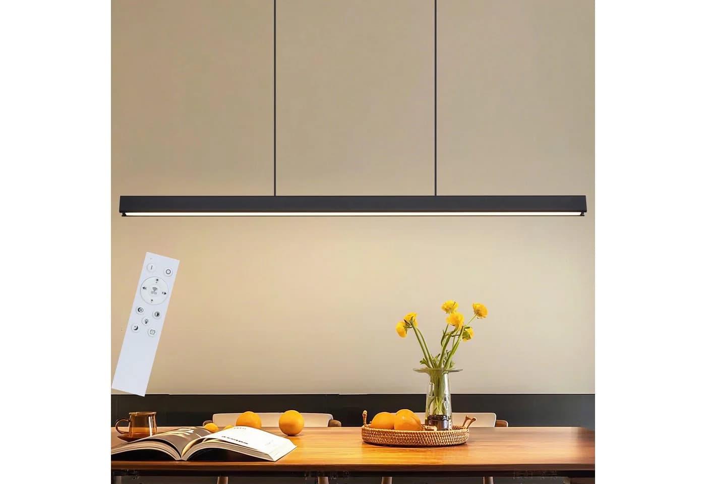 Nettlife LED Pendelleuchte Dimmbar Schwarz Esszimmer Modern 50W 148.5CM Hängelampe - Bild 2
