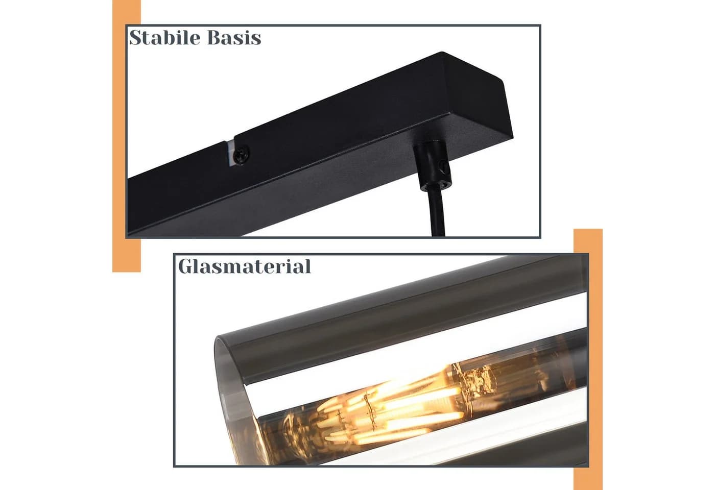 Nettlife Pendelleuchte Schwarz E27 1/3/4 Flammig Glasschirm Hängeleuchte - Bild 4