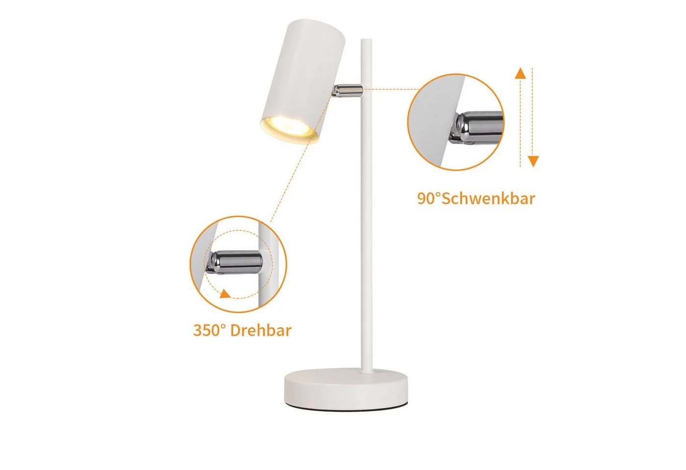 Nettlife Tischleuchte Nachttischlampe Schwarz/Weiß/Gold GU10 mit kabel - Bild 4