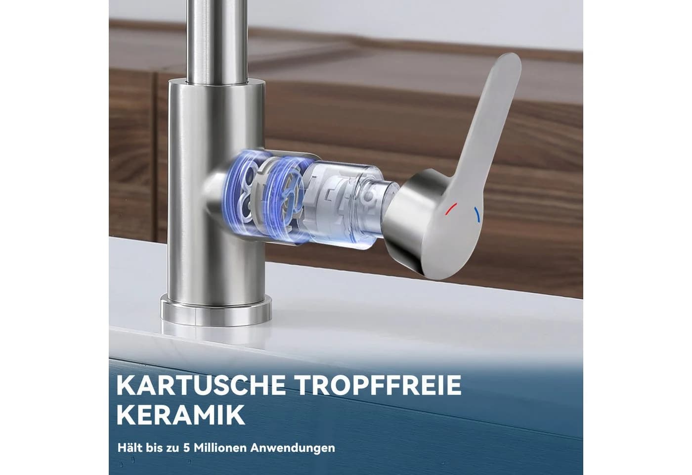 Nettlife Küchenarmatur Ausziehbar Edelstahl 360° Schwarz - Bild 5
