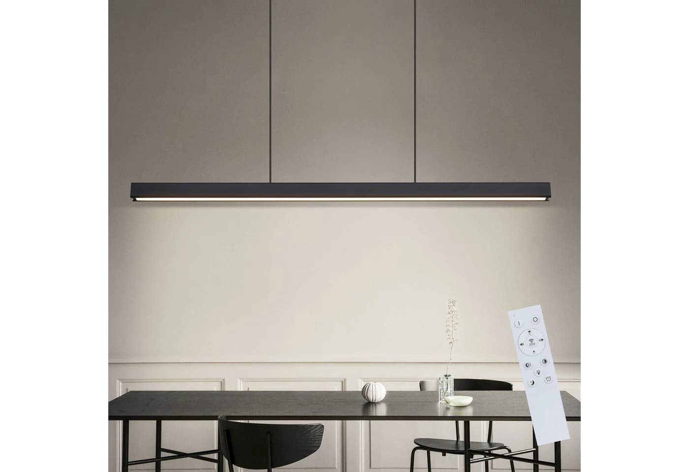 Nettlife LED Pendelleuchte Schwarz Dimmbar mit Fernbedienung 108CM 37W Modern - Bild 2