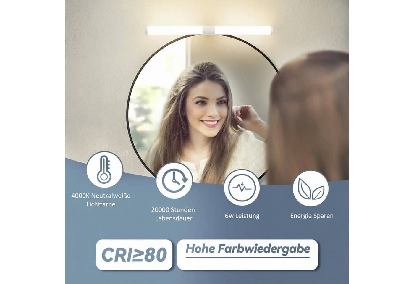 Nettlife LED Spiegelleuchte Klemmbar 40/60CM Neutralweiß - Bild 3