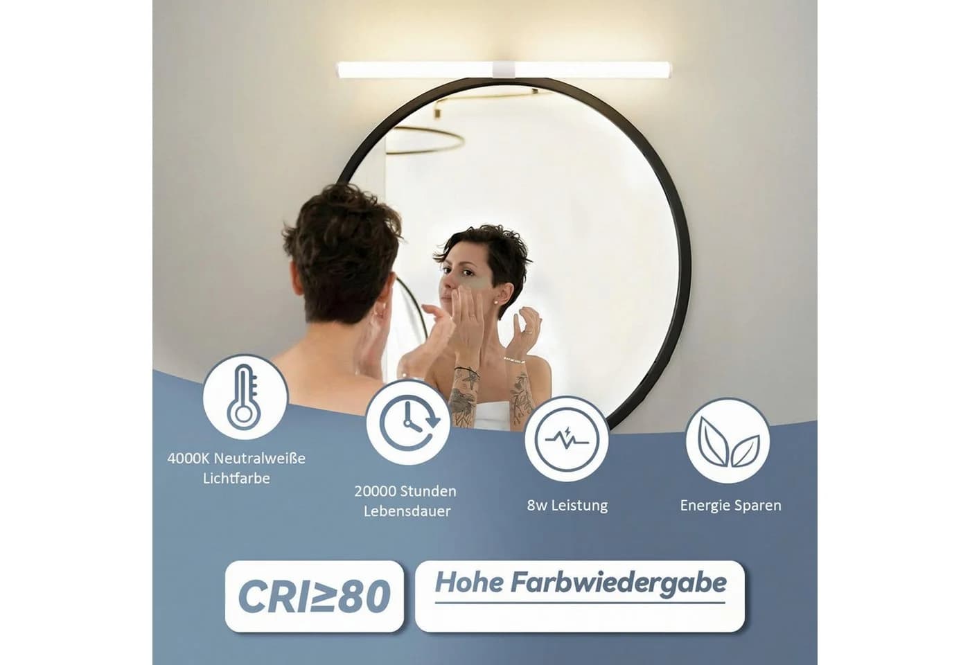 Nettlife LED Spiegelleuchte Klemmbar 40/60CM Neutralweiß - Bild 4
