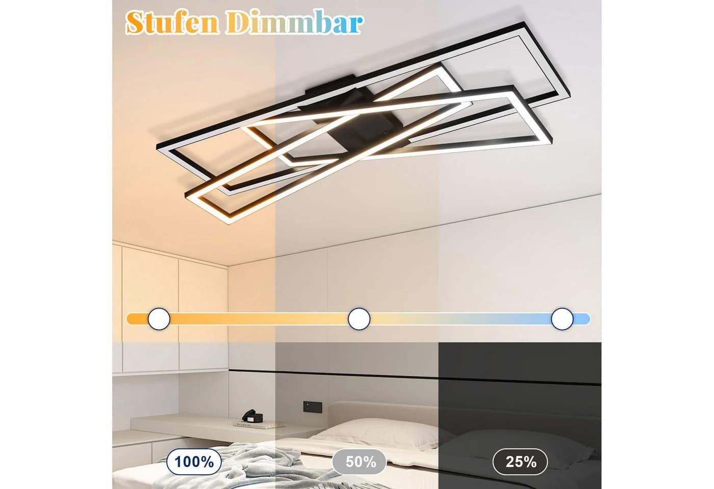 Nettlife LED Deckenleuchte Schwarz RGB Dimmbar 36W Modern