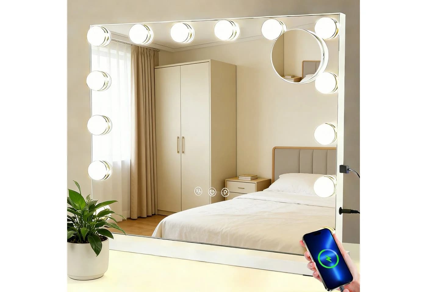 Nettlife Schminkspiegel mit Beleuchtung 50x40cm Dimmbare LED Spiegel - Bild 2