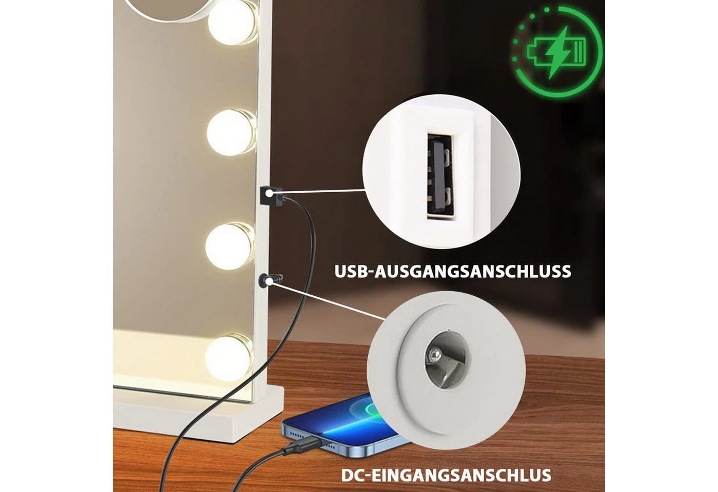 Nettlife Schminkspiegel mit Beleuchtung 50x40cm Dimmbare LED Spiegel - Bild 4