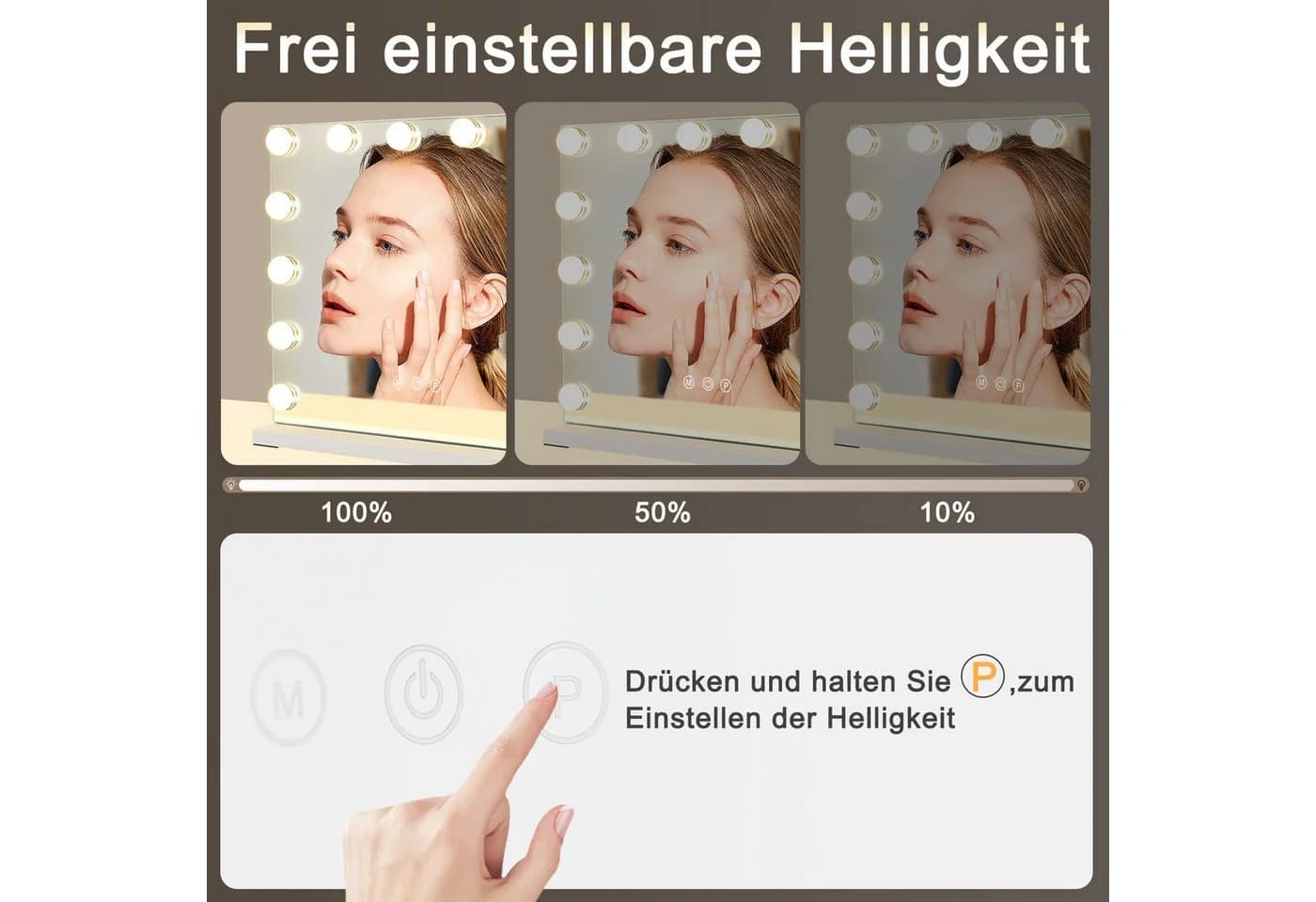 Nettlife Schminkspiegel mit Beleuchtung 50x40cm Dimmbare LED Spiegel - Bild 5