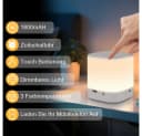 Nettlife LED Nachttischlampe Touch-Dimmbar Akku 1800mAh USB Weiß Bild 5
