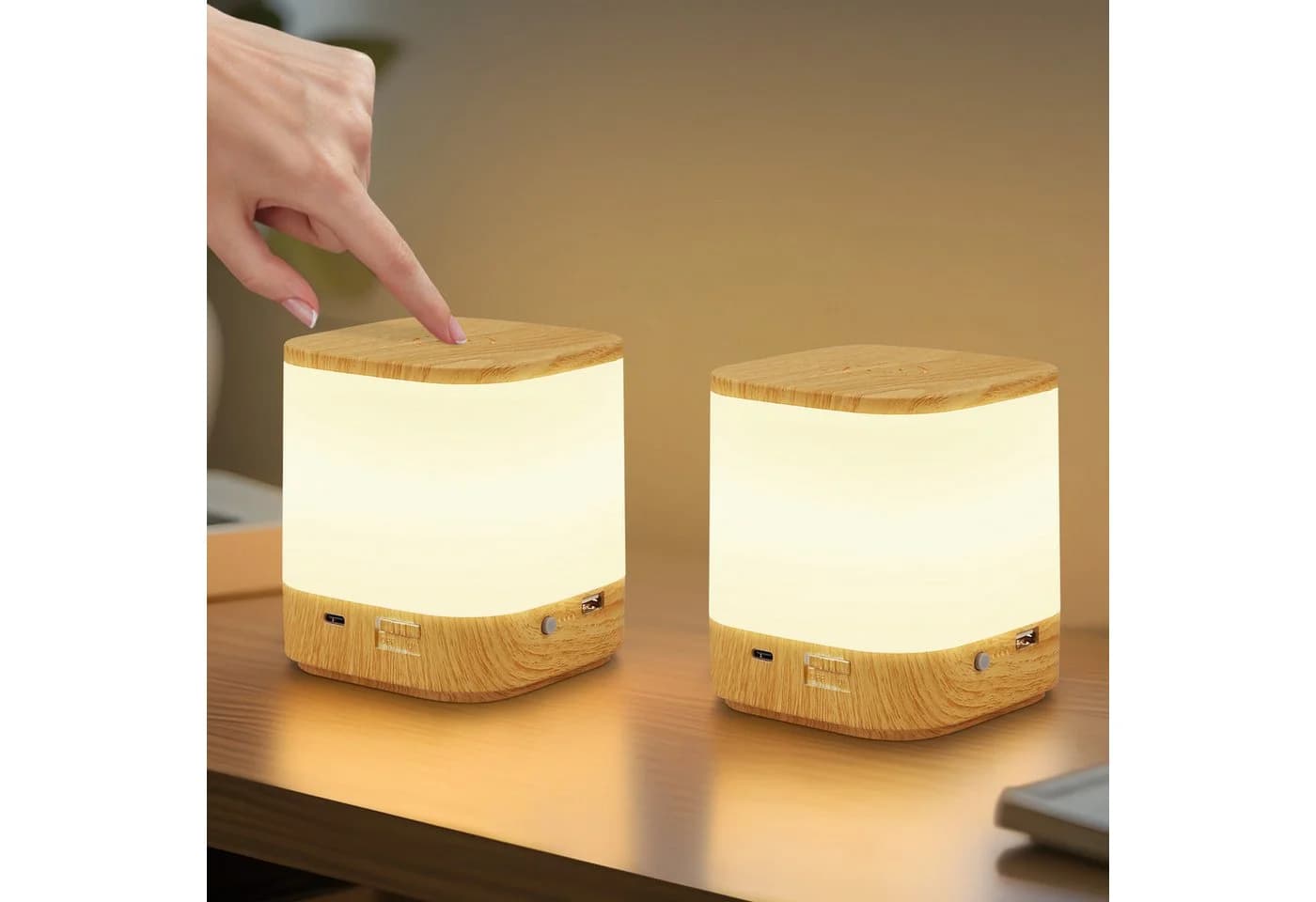 Nettlife LED Nachttischlampe 2ER Touch Dimmbar Akku 3600mAh USB Aufladbar Kabellos - Bild 2