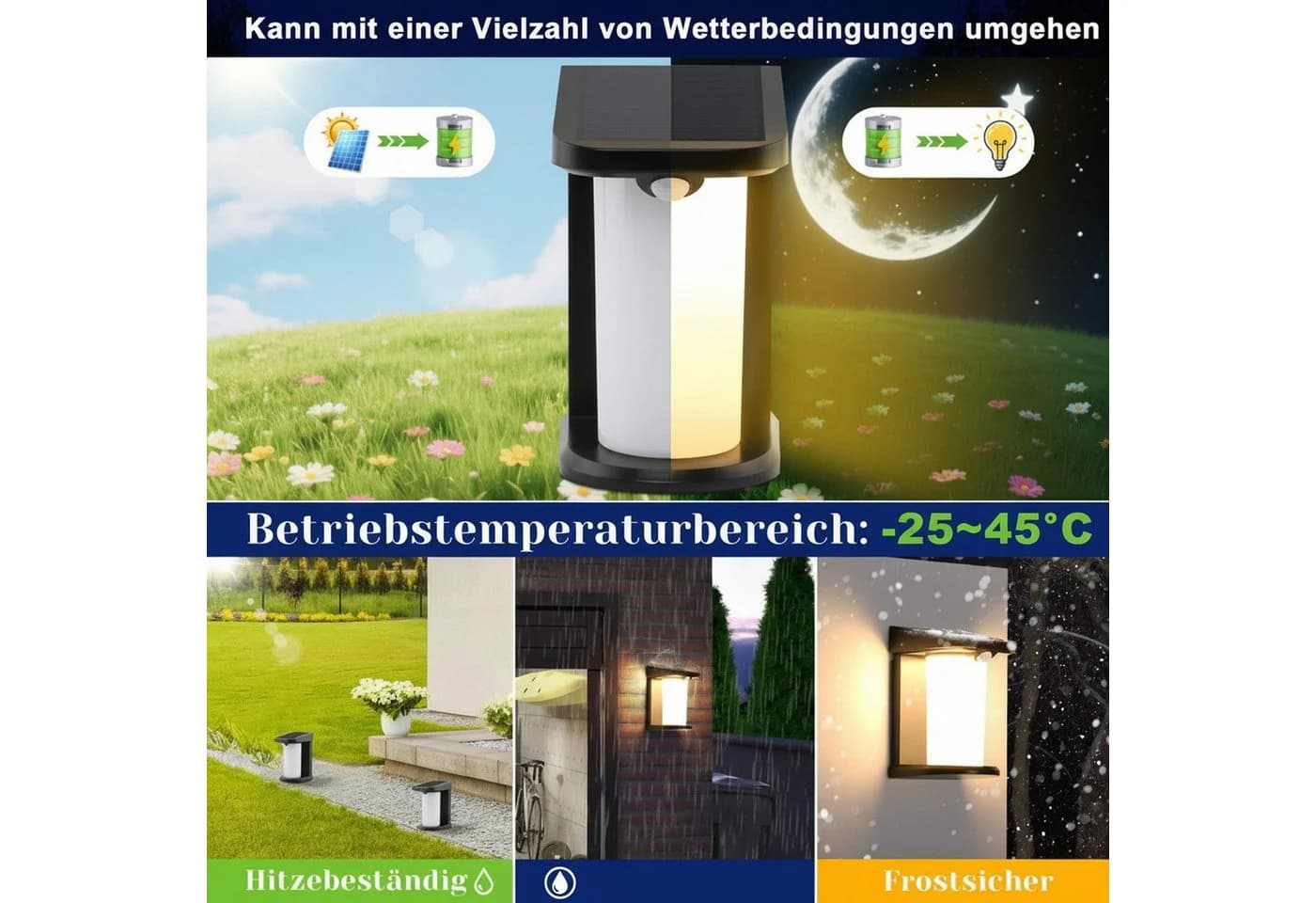 Nettlife LED Außen-Wandleuchte mit Bewegungsmelder Solarleuchte Garten 2 Modi 3000K - Bild 5