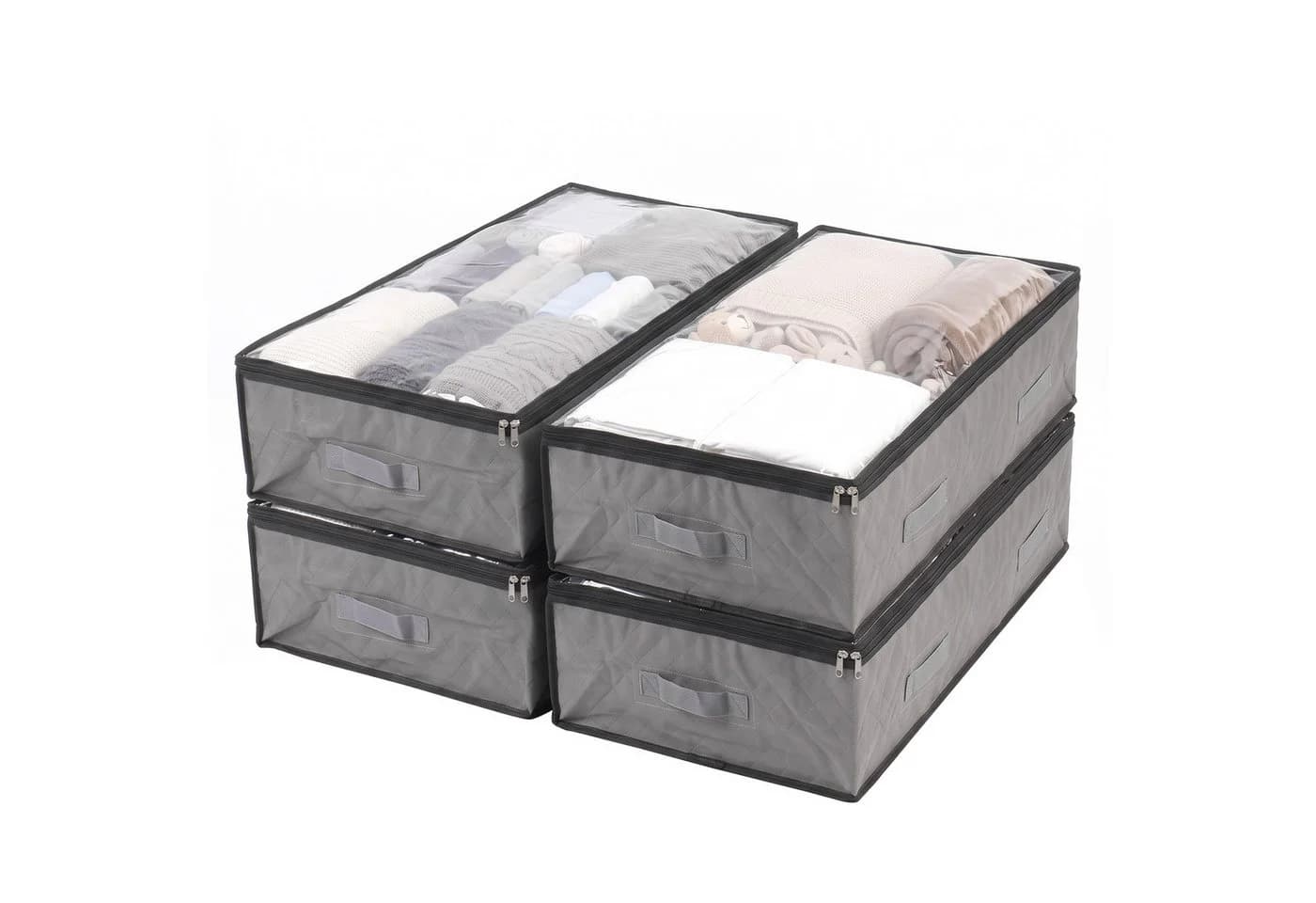 Sekey Unterbettkommode Aufbewahrungstasche 4er Set Grau Transparent - Bild 2