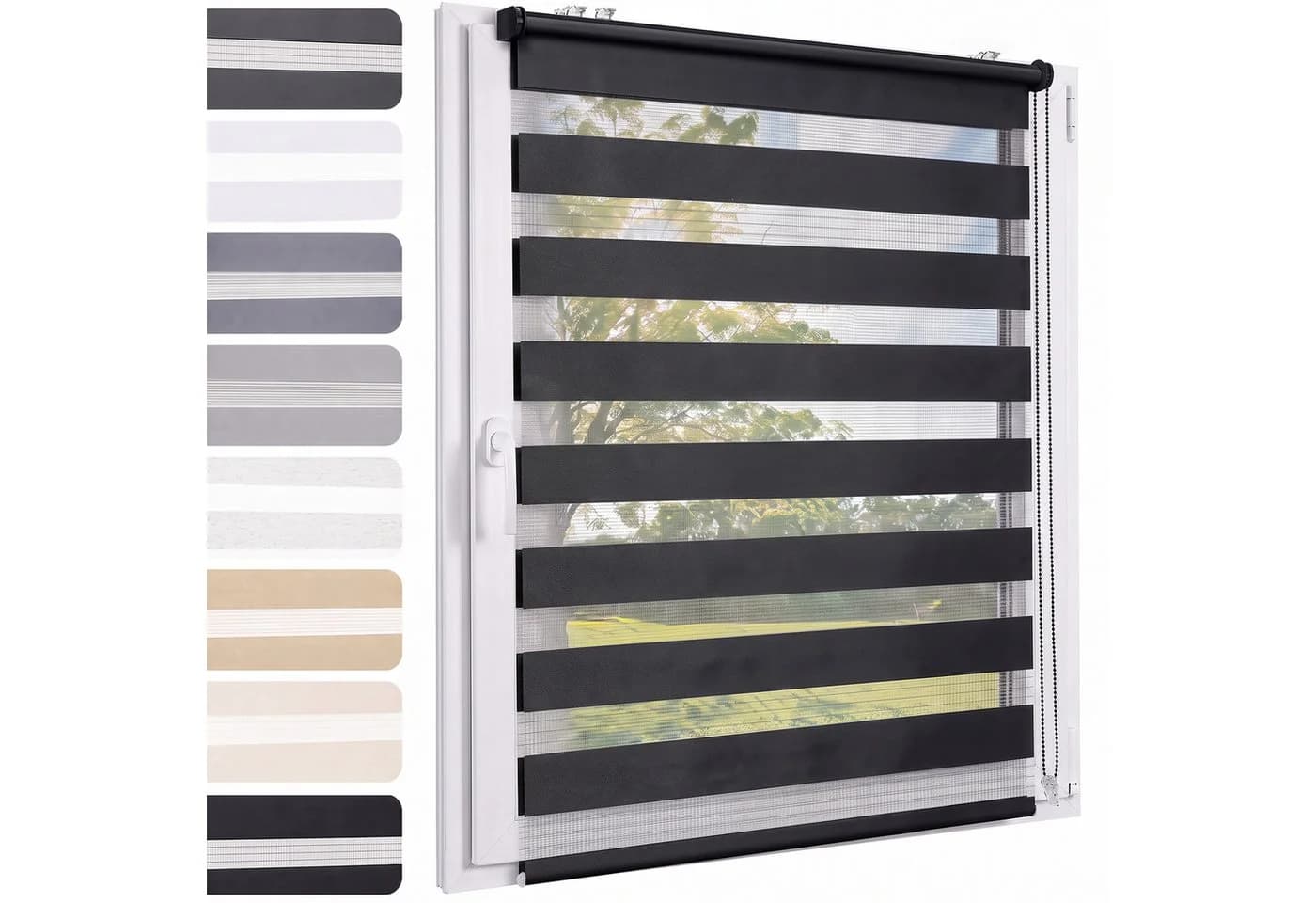 Sekey Doppelrollo Schwarz Klemmfix Seitenzugrollo für Fenster & Tür