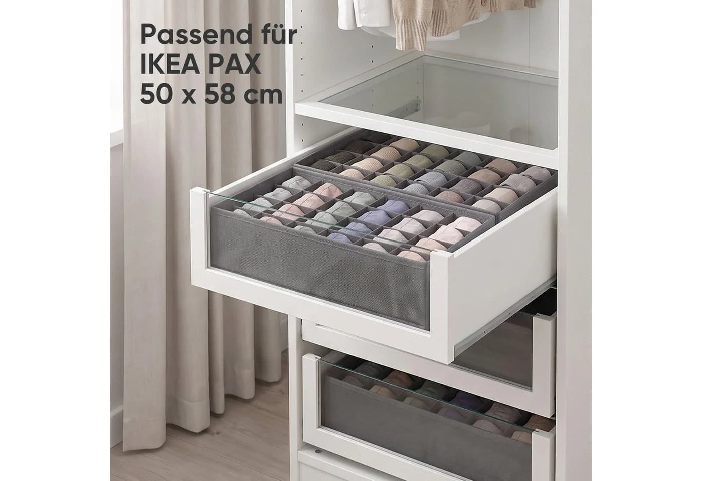 Sekey Aufbewahrungsbox Set 2 St. Grau Vliesstoff mit 24 Fächern - Bild 3
