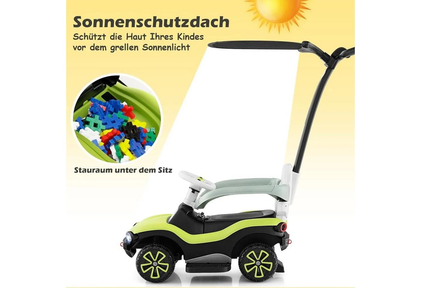 KOMFOTTEU 3-in-1 Rutscherauto mit Griff und Musik für Kinder 1-3 Jahre - Bild 4