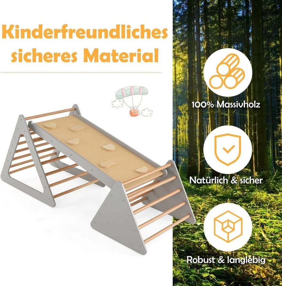 KOMFOTTEU Klettergerüst Kletterdreieck mit Rampe grau - Bild 5