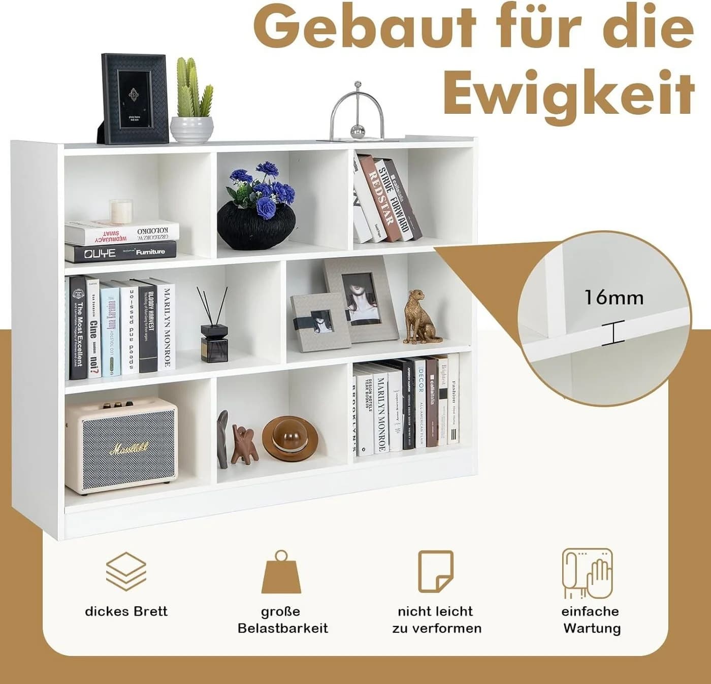 KOMFOTTEU Bücherregal Würfelregal 8 Fächer 122x32x93 cm - Bild 5
