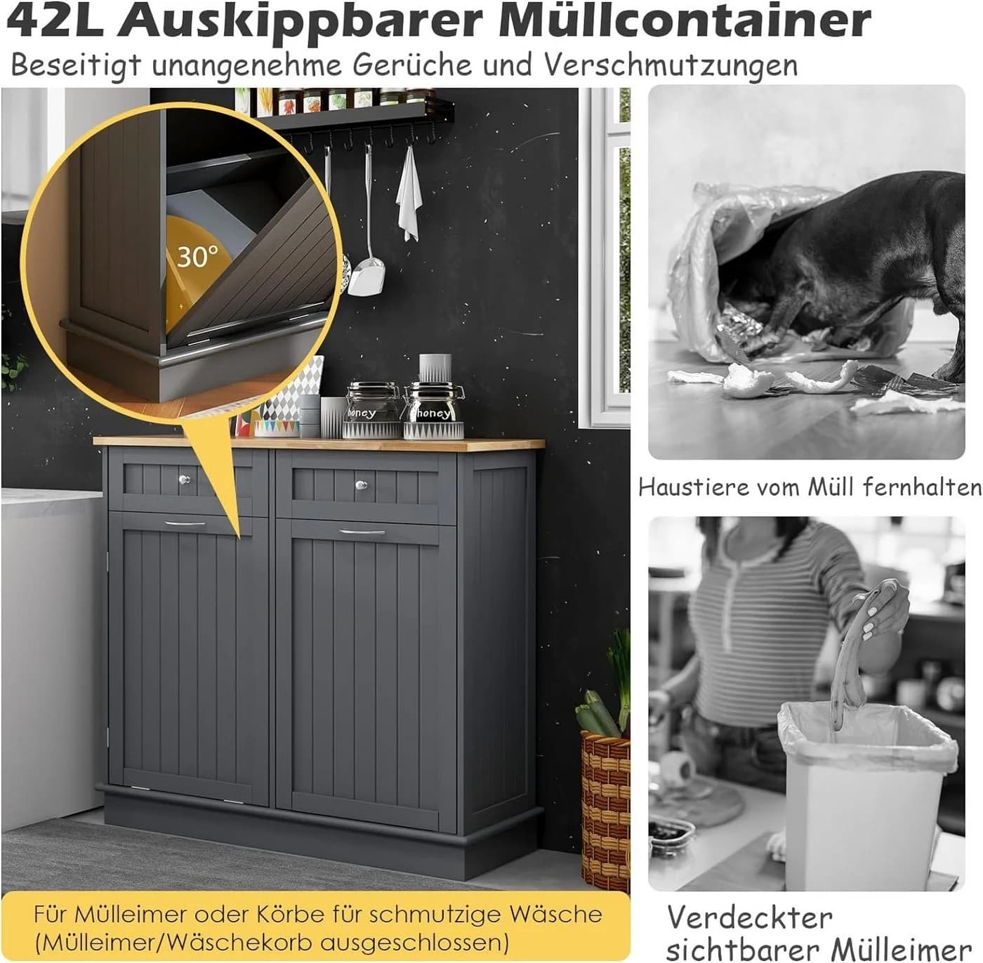 KOMFOTTEU Sideboard Küchenschrank mit großer Arbeitsplatte & 2 Schubladen - Bild 4