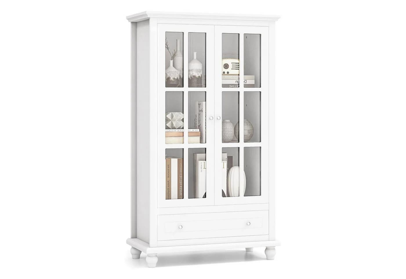 KOMFOTTEU Bücherschrank Vitrinenschrank Weiß - Bild 2
