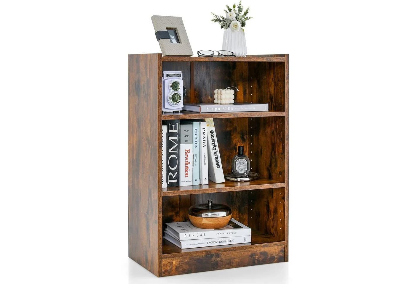 COSTWAY Bücherregal 3 Fächer Braun Holzwerkstoff - Bild 2