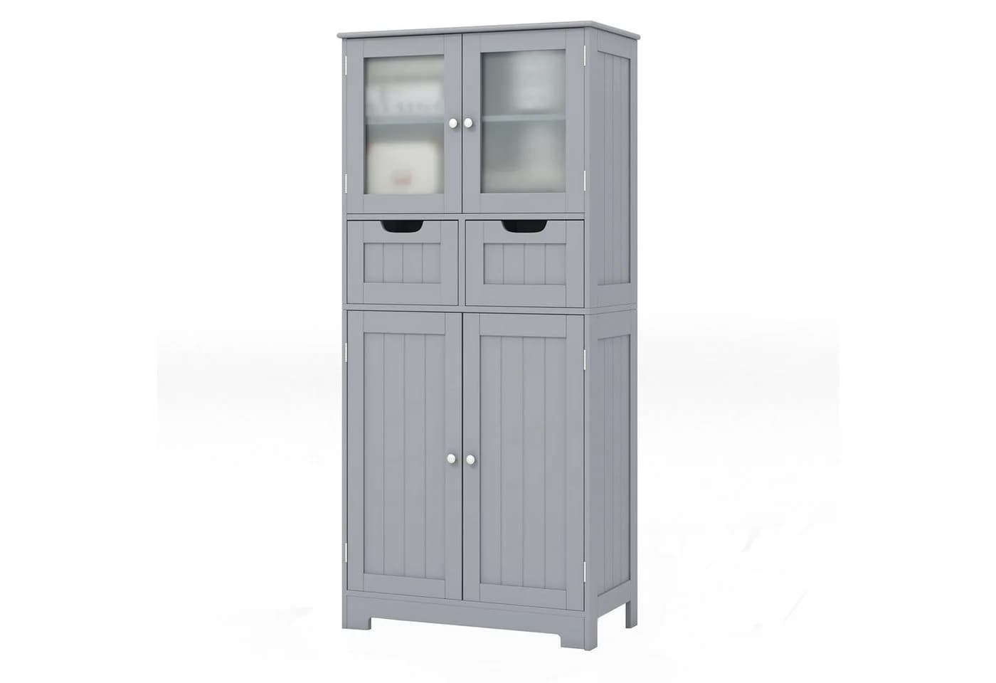 COSTWAY Badschrank mit Schublade, verstellbarem Regal, weiß 128cm - Bild 2