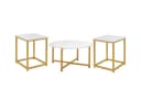 COSTWAY Satztisch 3er Set Couchtisch rund & quadratisch Holz Metallrahmen Bild 2