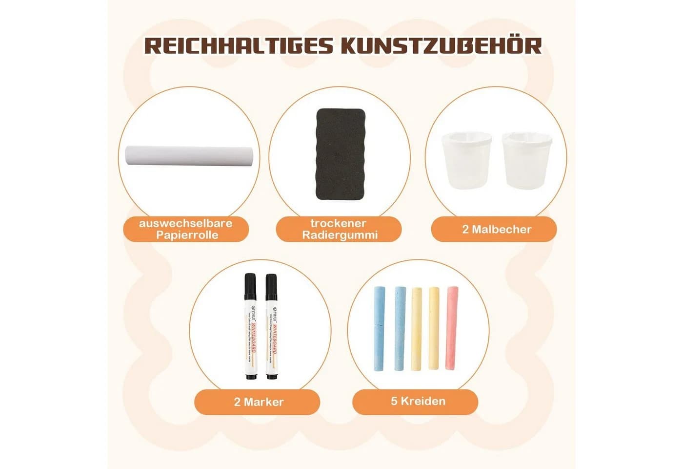 COSTWAY Kinder Staffelei 6-in-1 mit Bank, höhenverstellbar - Bild 4