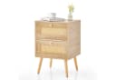 COSTWAY Nachttisch Beistelltisch 2-Schubladen Rattan Holz Bild 1