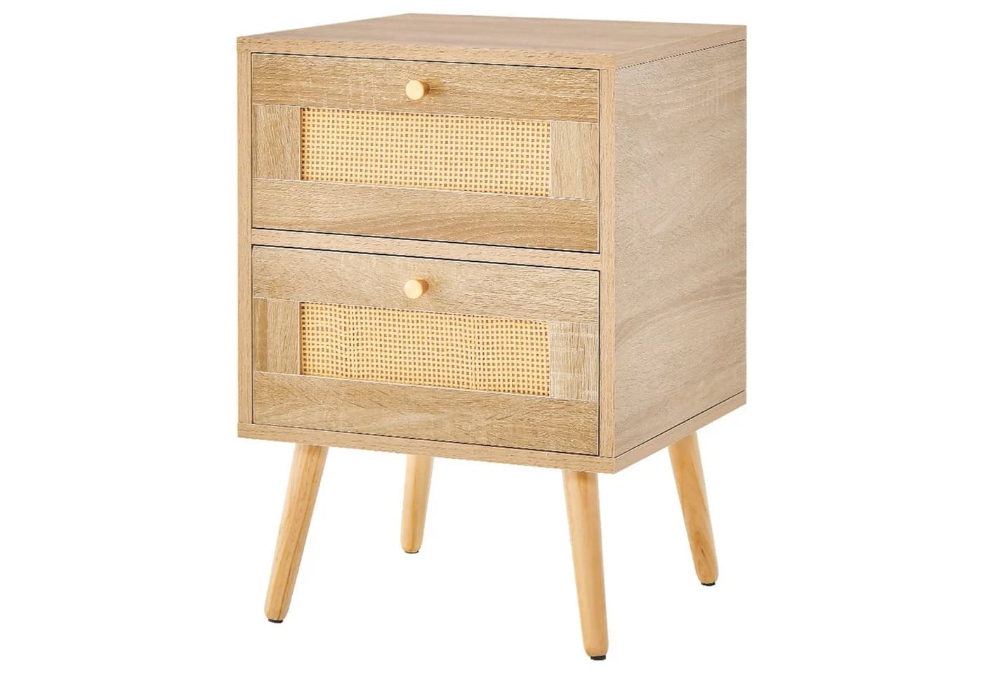 COSTWAY Nachttisch Beistelltisch 2-Schubladen Rattan Holz - Bild 2
