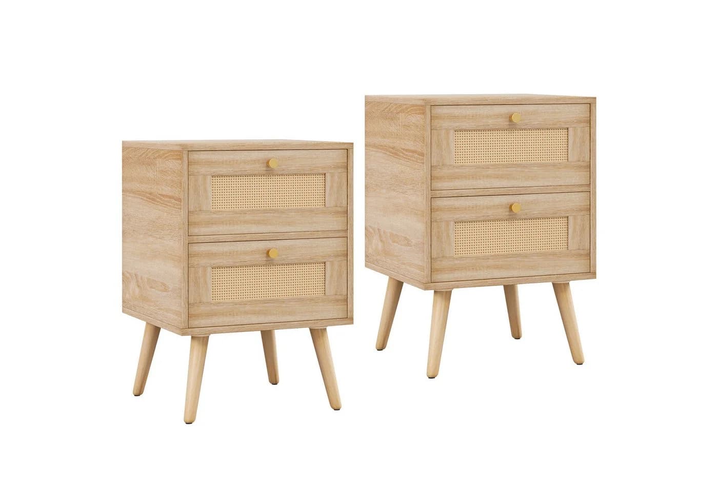 COSTWAY Nachttisch Beistelltisch 2-St. mit 2 Schubladen 40 x 40 x 59 cm Holz - Bild 2