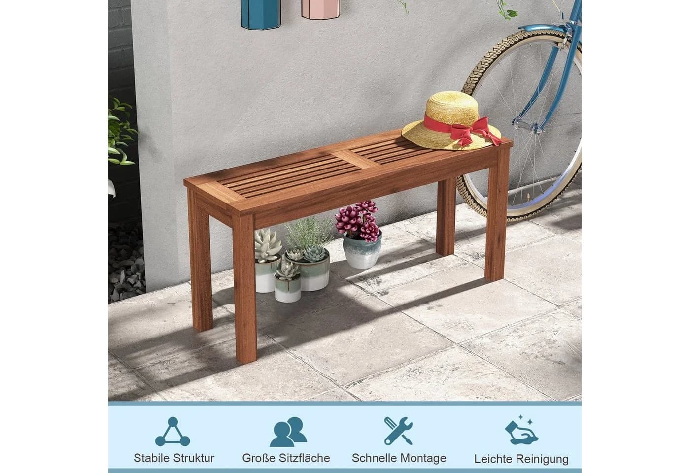 COSTWAY Gartenbank 2-Sitzer Massivholz 100cm