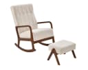 COSTWAY Schaukelstuhl mit Hocker Beige/Grau Massivholz Bild 2