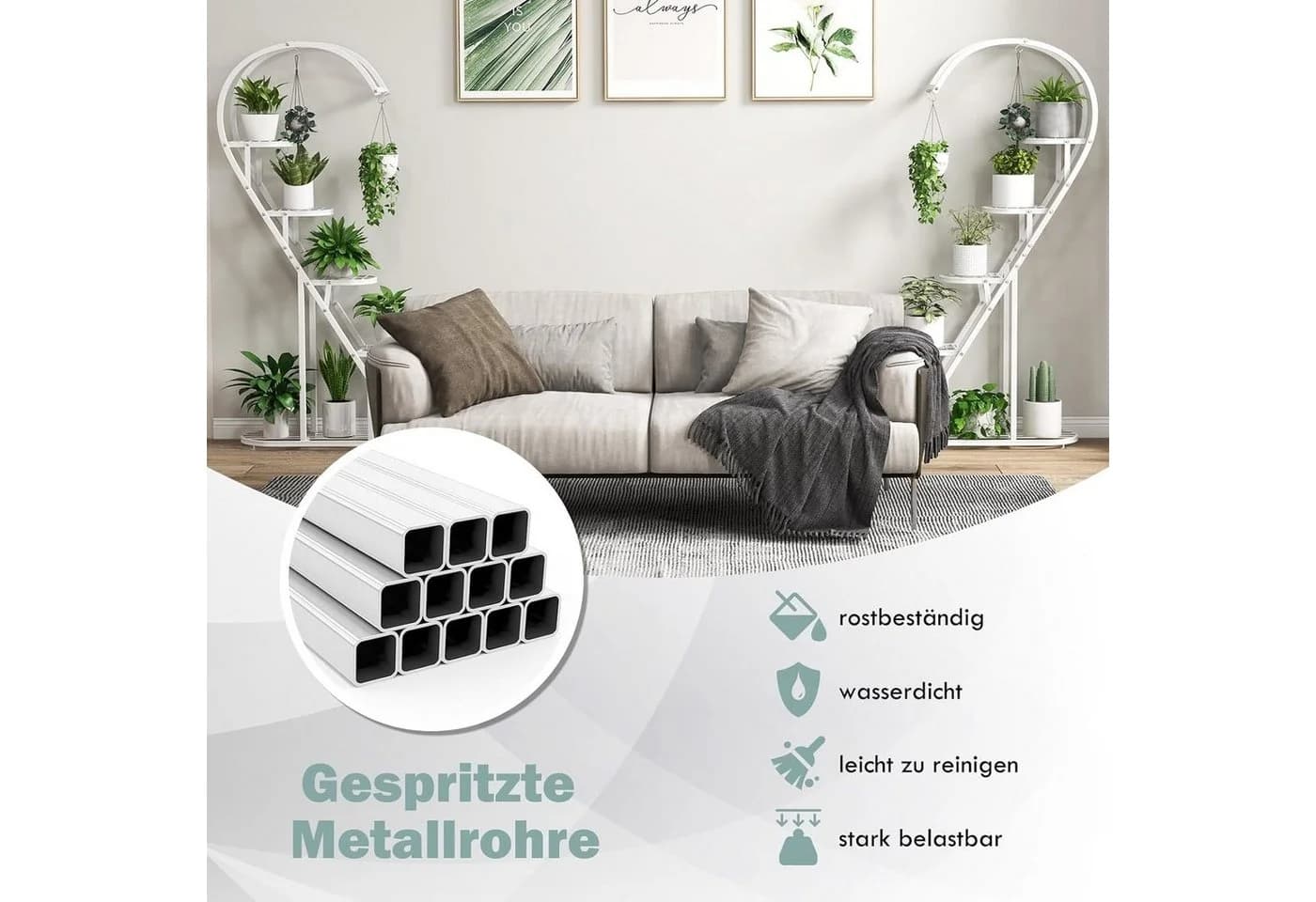 KOMFOTTEU 5-stufiger Metall-Pflanzenständer mit 4 Aufhängehaken - Bild 3