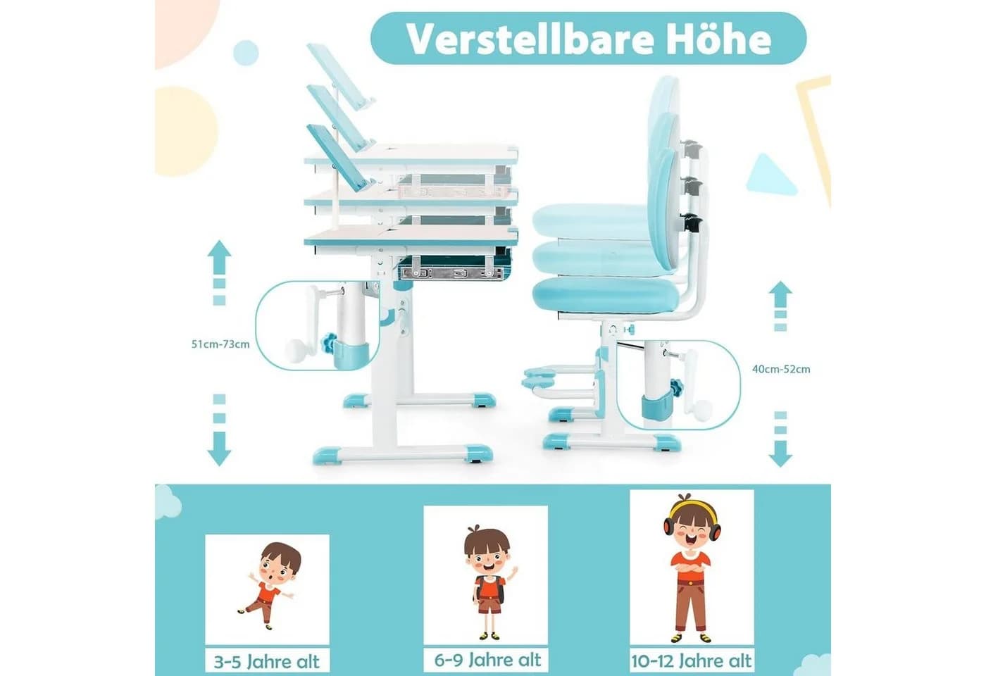 Ergonomischer Verstellbarer Kinderschreibtisch aus Holz und Metall - Bild 5