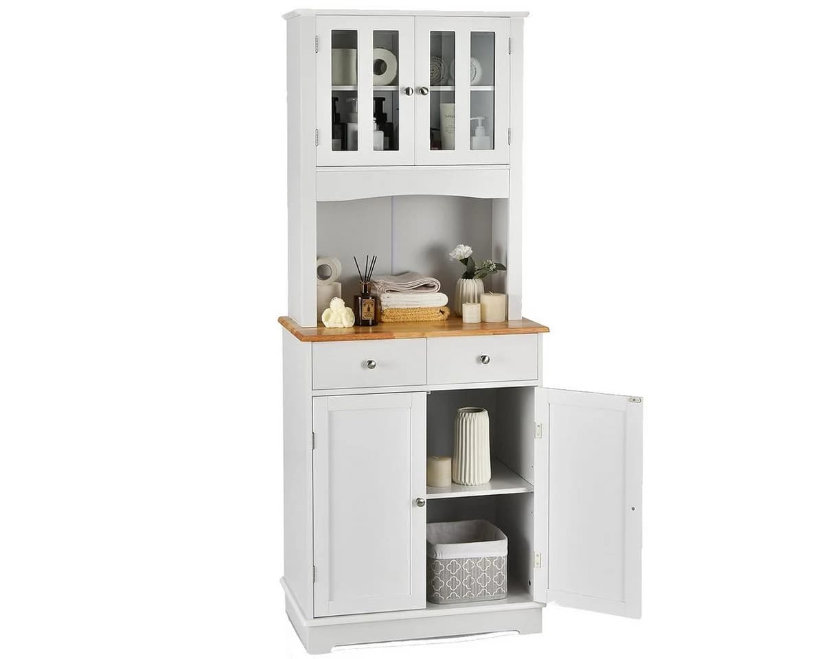 COSTWAY Küchenbuffet Hochschrank mit Schubladen, weiß, 170cm - Bild 2