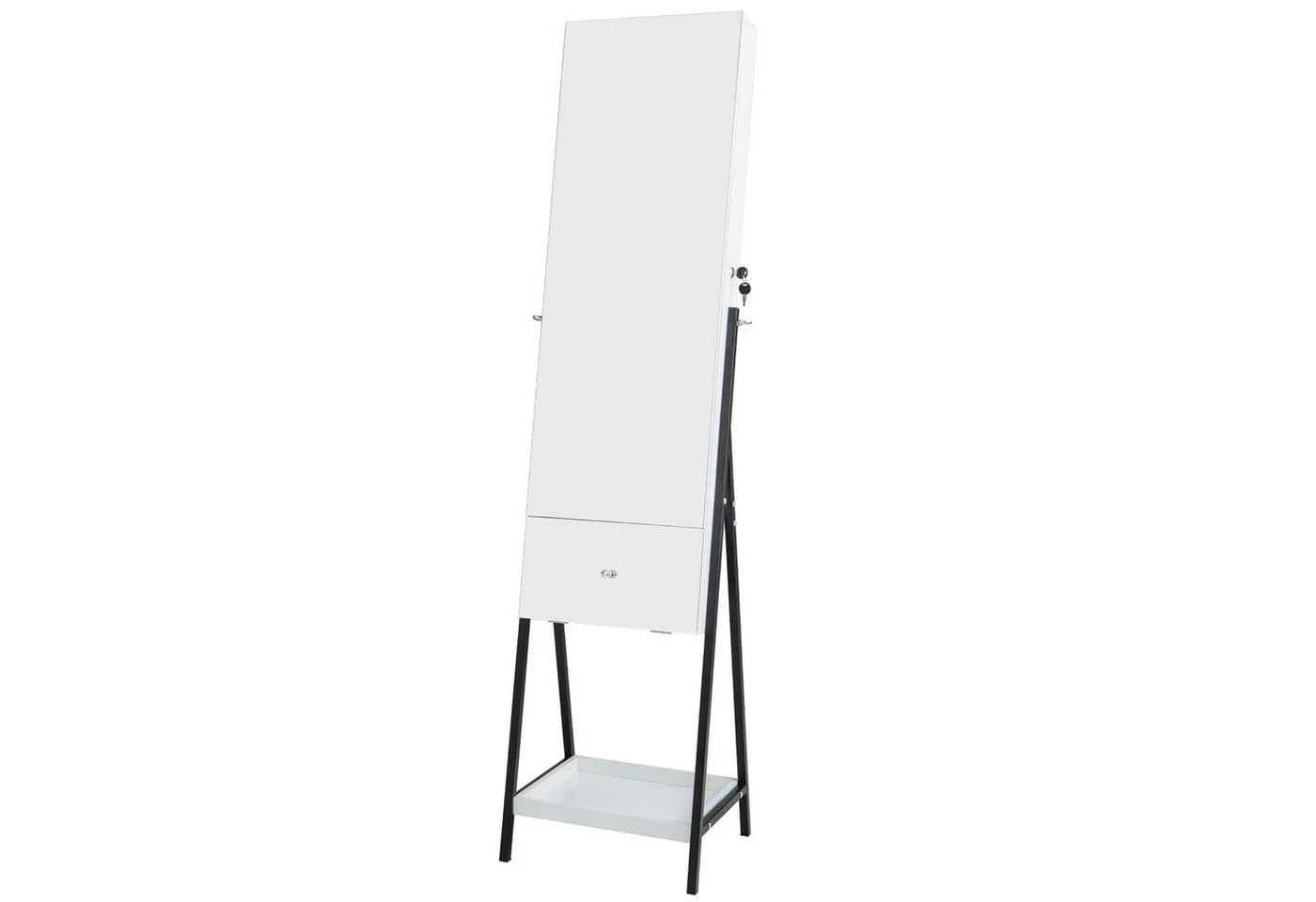 COSTWAY Schmuckschrank mit Spiegel, LED & abschließbarer Tür, stehend, braun - Bild 2