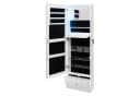 COSTWAY Schmuckschrank mit Spiegel LED & abschließbarer Tür hängend Weiß Bild 2