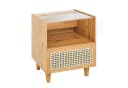 COSTWAY Nachttisch Rattan Beistelltisch mit Glastischplatte Bild 2