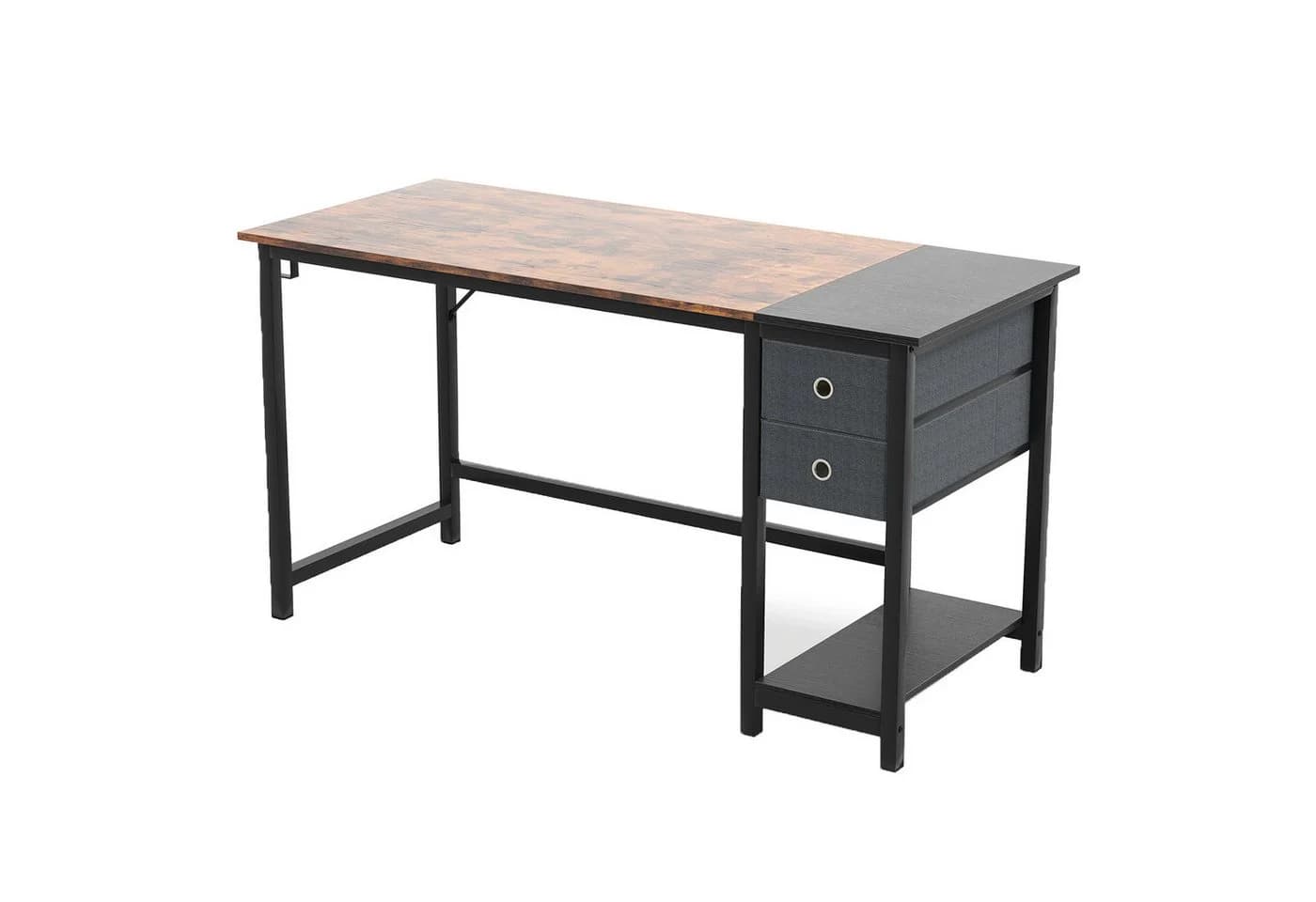 KOMFOTTEU Computertisch mit Kopfhörerhaken, Regal & 2 Schubladen - Bild 2
