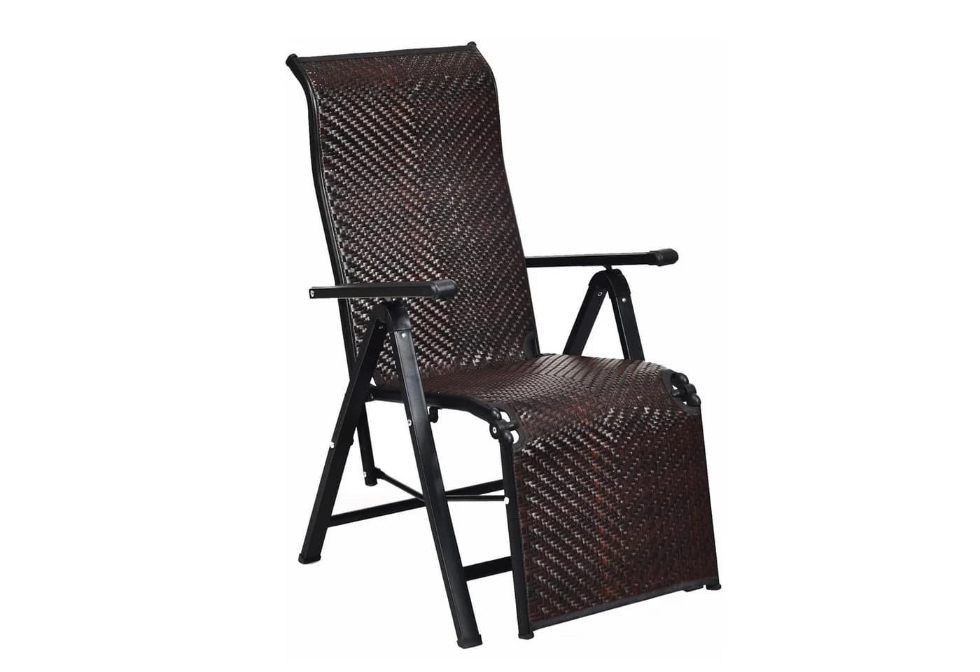 KOMFOTTEU Rattanstuhl Freizeitstuhl Klappsessel PE-Rattan verstellbare Rückenlehne - Bild 2