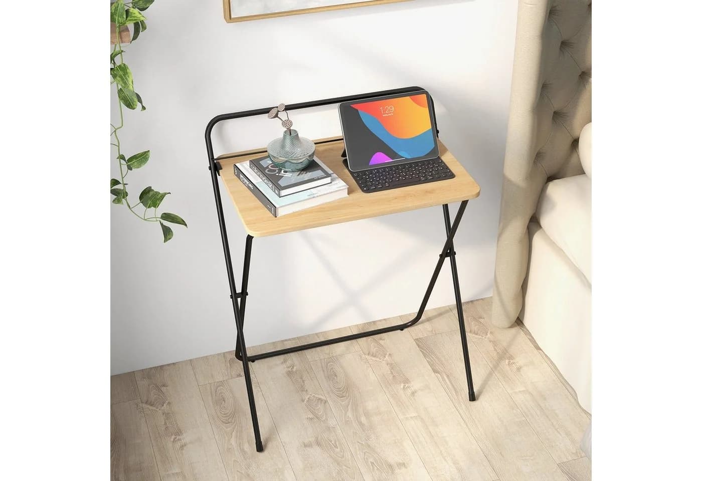 COSTWAY Klappbarer Computertisch mit Tablethalterung Metall