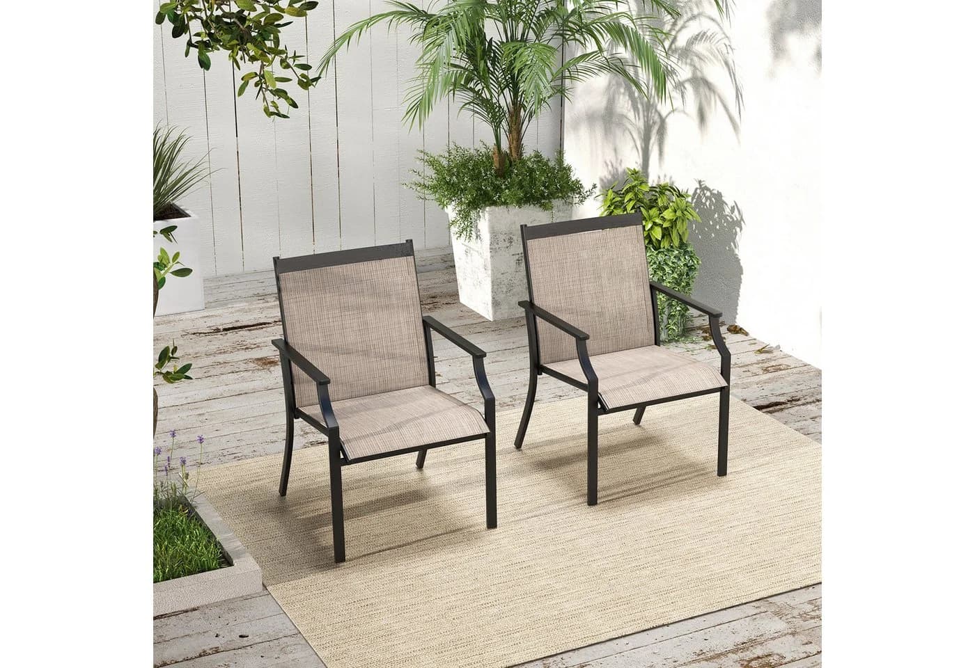 COSTWAY Gartenstuhl 2er Set 50 cm breite Sitzfläche - Bild 5