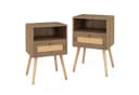 COSTWAY Nachttisch 2er Set Rattan Optik mit Schublade Natur Bild 2